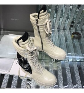 Bia&Aring;&sbquo;e/ czarne buty Rick Owens na zamek i sznurowane