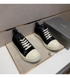 Niskie Trampki Rick Owens Z Końskiej Sierści Czerni/w kolorze mlecznym