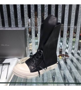 Wysokie Sk&Atilde;&sup3;rzane buty Rick Owens Czarny/Bia&Aring;&sbquo;y
