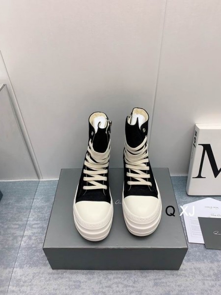 Rick Owens Drkshdw Ss25 Hollywood Dublu Bara de protecție se Furișează În Black/Pearl/Lapte/Lapte 13oz Overdyed Denim