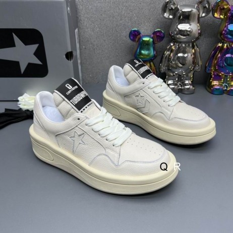 Rick Owens Drkshdw Turbowpn OX X Adidași Converse În Oyster Plin de Cereale din Piele