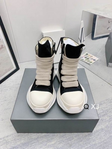 Rick Owens Drkshdw SS25 Hollywood Jumbo Dantele Abstract Adidași În Negru/Lapte/Lapte Panza de Bumbac