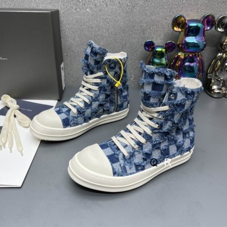 Rick Owens Drkshdw Tablă De Șah Adidași În Albastru Închis/Overdyed Denim