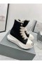 Rick Owens Drkshdw SS25 Hollywood Jumbo Dantele Abstract Adidași În Negru/Lapte/Lapte Panza de Bumbac