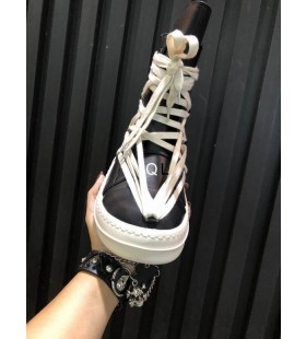 Rick Owens Triunghi Inversat Din Piele High Top Adidași Negri
