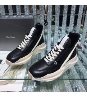 Rick Owens Ss25 Hollywood Geth Runner Negru/Lapte Plin De Cereale Din Piele De Vi&Egrave;&rsaquo;el Adida&Egrave;&trade;i
