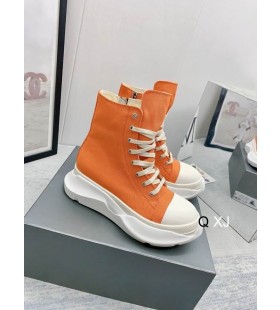 Rick Owens Drkshdw SS25 Hollywood Abstract Adidași În Portocaliu/Lapte/Lapte Panza de Bumbac