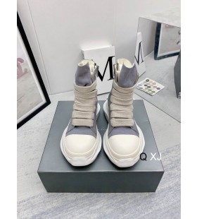 Rick Owens Drkshdw SS25 Hollywood Jumbo Dantele Abstract Adida&Egrave;&trade;i Gri/Lapte/Lapte Panza de Bumbac