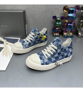 Rick Owens Drkshdw Tablă De Șah Scăzut Adidași În Albastru Închis/Overdyed Denim