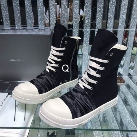 Rick Owens Drkshdw SS25 Zábal Vysoké Tenisky V Black/Black Vrásky/Mlieko/Overdyed Denim