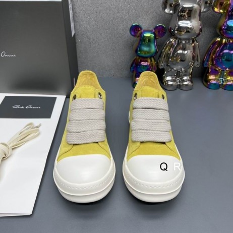 Rick Owens FW25 Concordians Jumbo Čipky Tenisky V Žltej/Mlieko/Velúrové Semiš