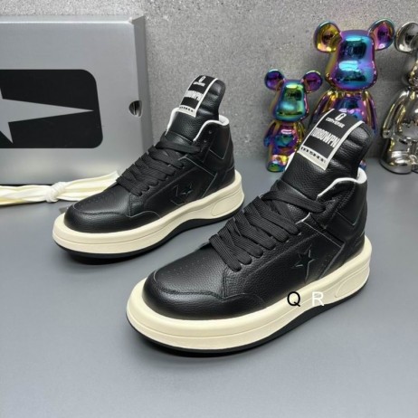 Rick Owens Rozhovor X Drkshdw Turbowpn Ox V Čiernej Úplné Zrna Kožené Tenisky