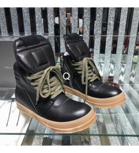 Rick Owens Geobaskets Vysoké Tenisky V Čiernej Gumy Jediným/Lesk Kože