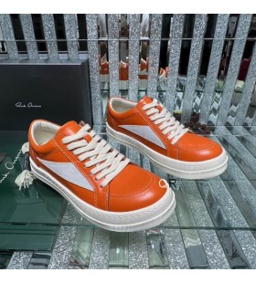 Rick Owens SS25 Hollywood Tenisky V Orange/Mlieko/Mlieko Teľa Useň A Velúrové Semiš