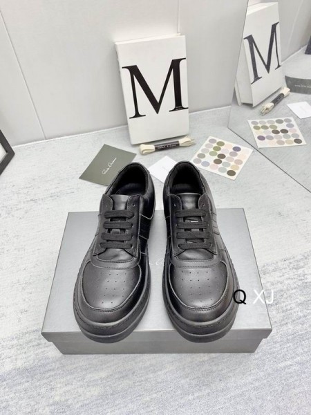 릭 Owens 가죽은 낮은 운동화를 블랙