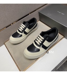 릭 Owens 가죽은 낮은 운동화를 블랙/Oyster