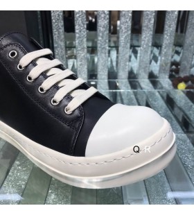 릭 Owens FW25Concordians 운동화를 블랙/분유/이유 풀 그레인 가죽