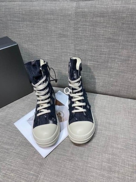 Rick Owens Tamno Sive Lanene Traper Парусиновые Tenisice S Visokim Берцем