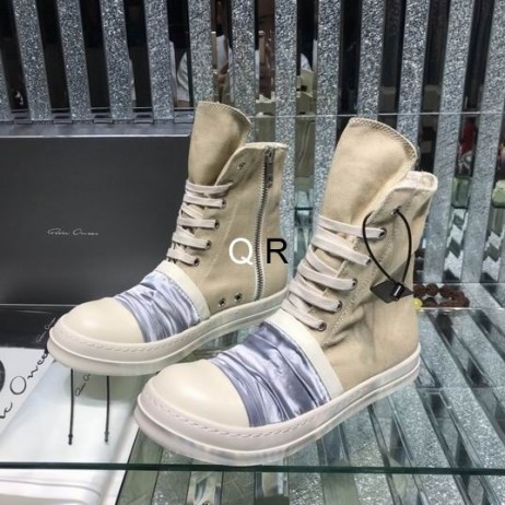 Visoke Tenisice Rick Owens Drkshdw SS25 S mirisom Od Pergament/Svijetlo sive U Nabor/Mlijeka/Перекрашенного денима