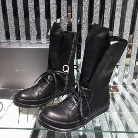 Rick Owens Knight Stövlar I Svart/Peached Lammskinn