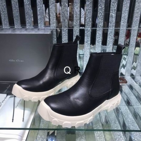 Rick Owens Ss25 Hollywood Beatles Bozo Traktorer I Svart/Vitt Greywolf Nubuck Stövlar