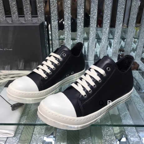 Rick Owens FW25 Concordians Sneakers I Svart/Mjölk/Milk Hela Korn Ko Läder