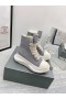 Rick Owens Drkshdw SS25 Hollywood Jumbo Skosnören Abstrakt Sneakers I Grå/Mjölk/Milk bomullscanvas