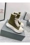 Rick Owens Drkshdw SS25 Hollywood Jumbo Skosnören Abstrakt Sneakers I Khaki Grön/Mjölk/Milk bomullscanvas