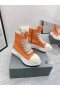 Rick Owens Drkshdw SS25 Hollywood Jumbo Skosnören Abstrakt Sneakers I Orange/Mjölk/Milk bomullscanvas