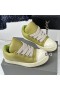 Rick Owens SS25 Hollywood Runway Jumbo Lace Puffer Low Sneakers In Green/Milk/Milk Metallic Peached Lambkin