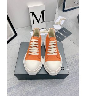 Rick Owens Drkshdw SS25 Hollywood Abstrakt L&Atilde;&yen;ga Sneakers I Orange/Mj&Atilde;&para;lk/Overdyed Denim