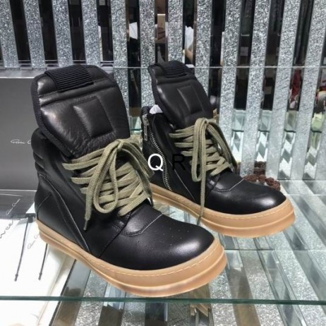 Rick Owens Geobaskets Siyah/Kauçuk Taban/Köpük Deriden Yüksek Spor Ayakkabı