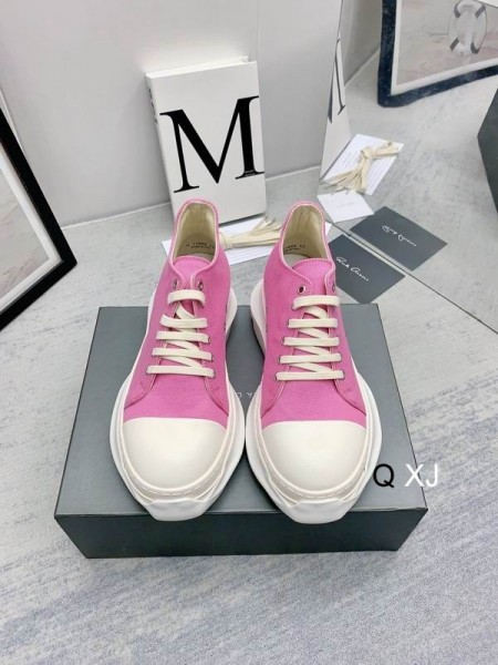 Rick Owens Drkshdw SS25 Hollywood Soyut Pembe/Sütlü/Aşırı Boyanmış Kottan Alçak Spor Ayakkabılar