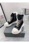 Rick Owens Drkshdw SS25 Hollywood Soyut Spor Ayakkabı Siyah / Süt / Süt Tam Tahıl İnek Deri