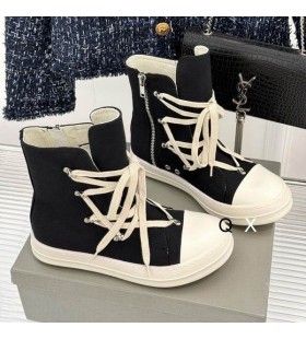 Rick Owens Drkshdw SS25 Hollywood Hexa Spor Ayakkabı Siyah / İnci/Süt / Süt Boyalı Kot