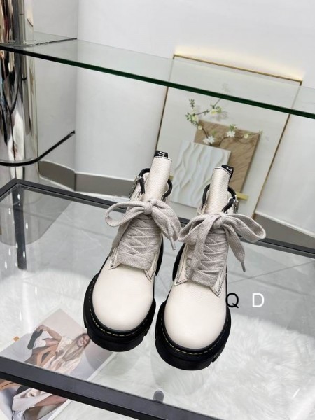 Rick Owens Dr. Martens X Rick Owens 1460 Dmxl Jumbo De Encaje De Inicio En Blanco De Cuero De Vaca