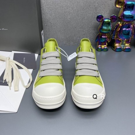 Rick Owens FW25 Concordians Jumbo de Encaje de Zapatillas de deporte En la Hierba Verde/Leche/Leche de Grano Completo de Cuero de Vaca