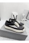 Rick Owens SS25 Hollywood Vintage Sneakers Negro/Leche/Leche de Grano Completo de Cuero de Becerro Y de Terciopelo de Gamuza