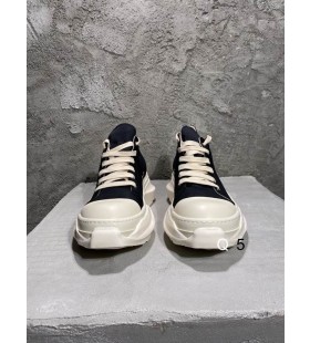 Drkshdw Rick Owens SS25 Hollywood Resumen de Baja Sneakers Negro/Leche/Leche Overdyed del Dril de algod&Atilde;&sup3;n