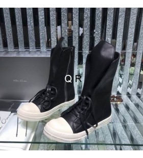 Rick Owens Caballero Botas En Negro/Con Leche Aterciopelado De Piel De Cordero
