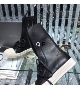 Rick Owens Caballero Botas En Negro/Con Leche Aterciopelado De Piel De Cordero