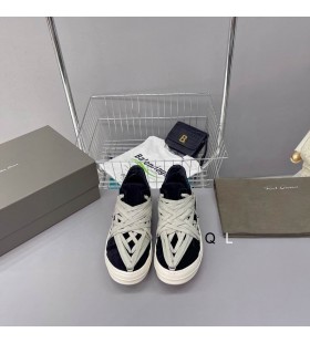 Rick Owens SS25 Hollywood Megalaced Baja Sneakers Negro/con Leche de Terciopelo de Gamuza