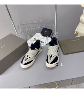 Rick Owens SS25 Hollywood Megalaced Baja Sneakers Negro/con Leche de Terciopelo de Gamuza