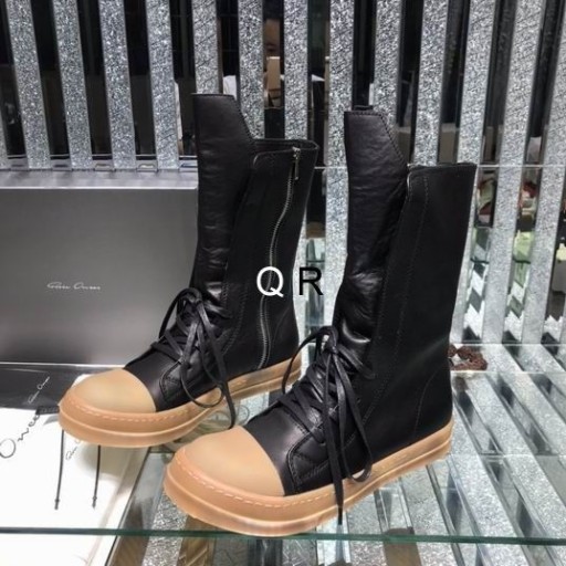 Rick Owens Knight Boots In Black/Rubber Sole/Milk Peached Lambskin