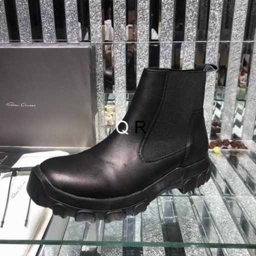 ريك أوينز Ss25 هوليوود البيتلز بوزو الجرارات في الأسود Greywolf أحذية Nubuck