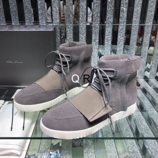 ريك أوينز عالية أعلى أحذية العمل في الرمادي/أبيض