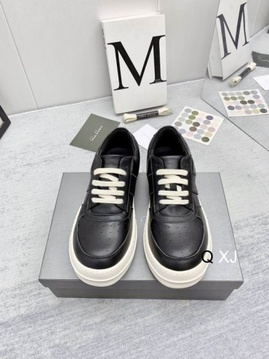 ريك أوينز جلدية أحذية رياضية في أسود/بيع المحار