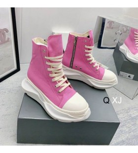 Rick Owens Drkshdw SS25 Hollywood Abstract Sneakers In Pink/Milk/Milk Cotton Canvas