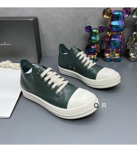 ريك أوينز FW25 Concordians رياضية في الأخضر الداكن/اللبن/الحليب الحبوب الكاملة جلد البقر