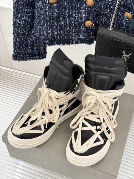 Rick Owens Drkshdw SS25 Hollywood Hexa Tenisky Black/Pearl/Mléko/Mléka Full Grain Telecí Kůže